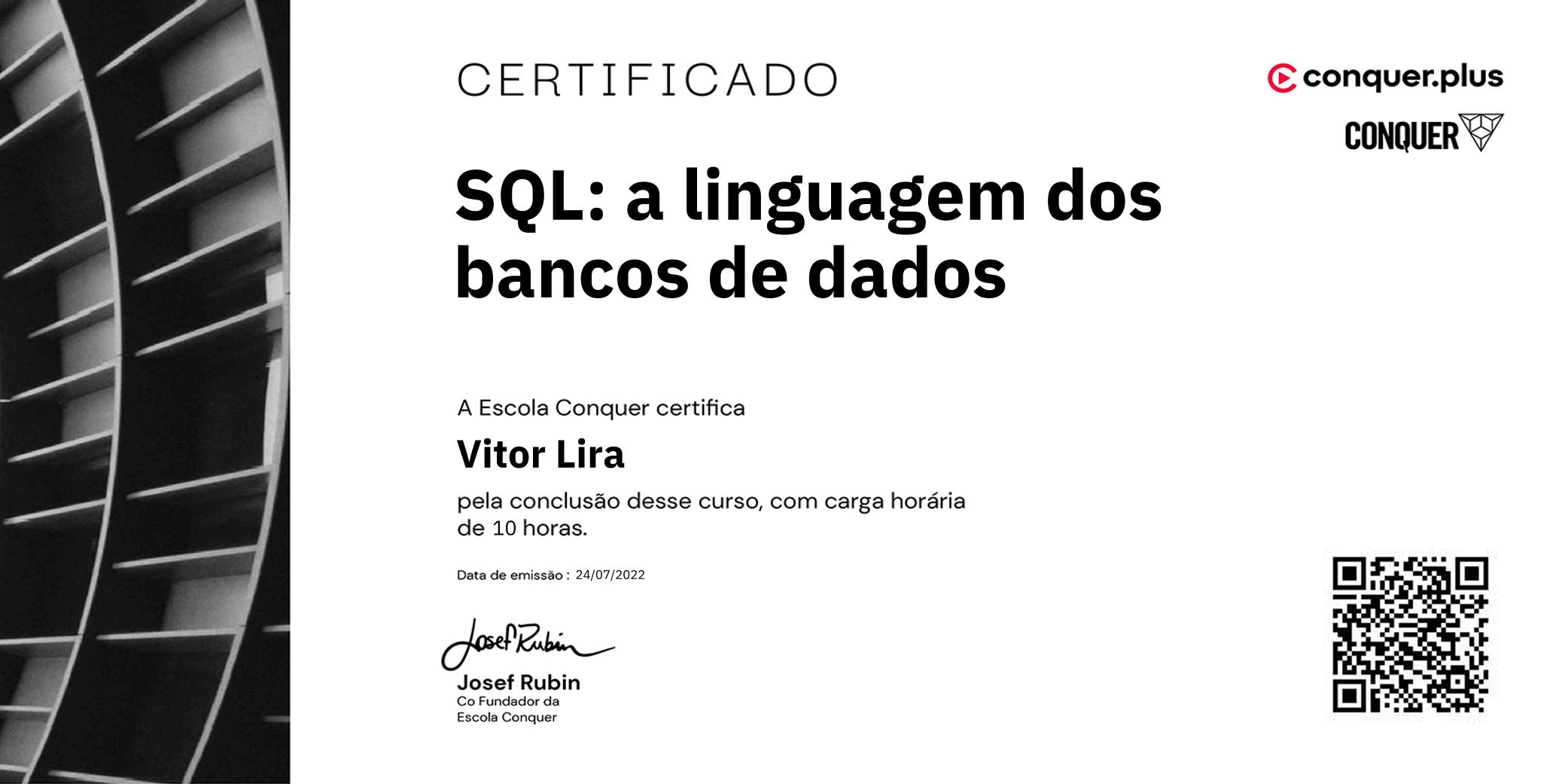 Certificado de SQL: a linguagem dos bancos de dados